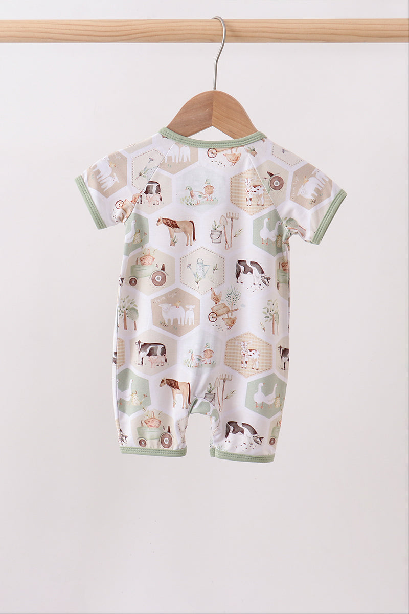Farm animal bamboo romper