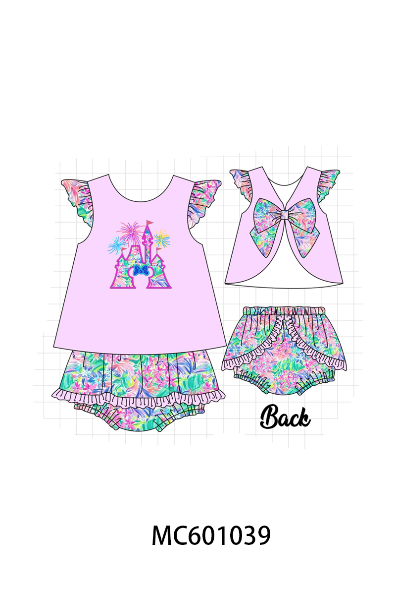 Pink Castle Applique Bloomer Set