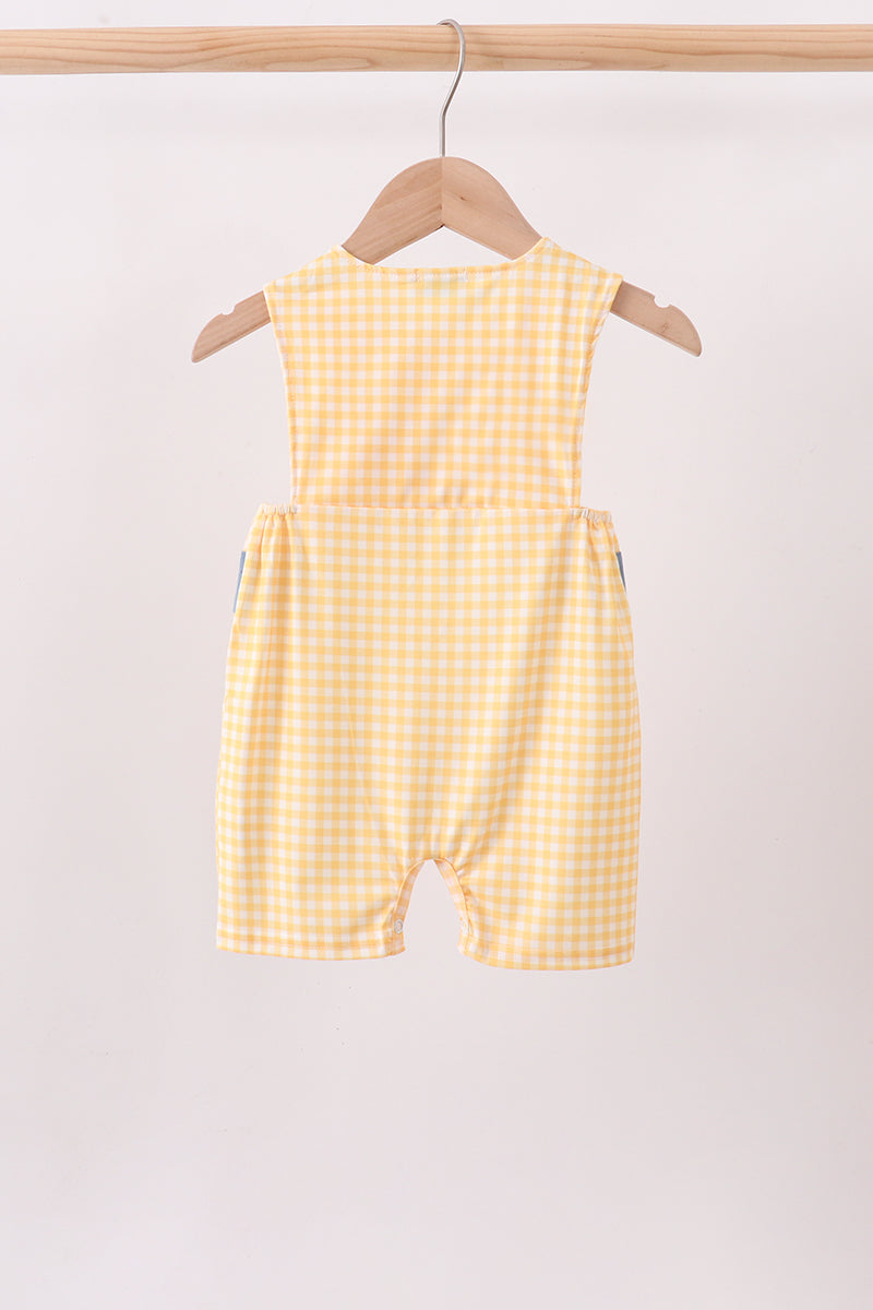 Mustard Pumpkin Embroidery Gingham Jon Jon