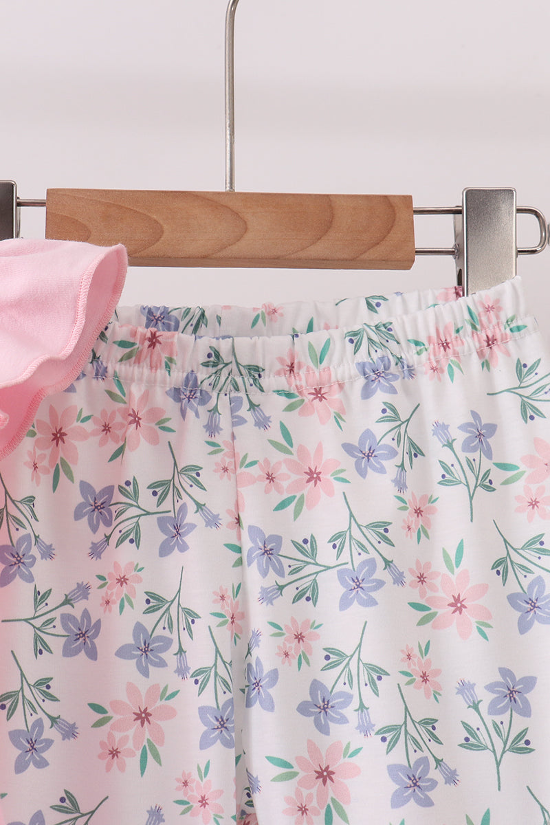 Pink Piggy Applique Ruffle Pants Set