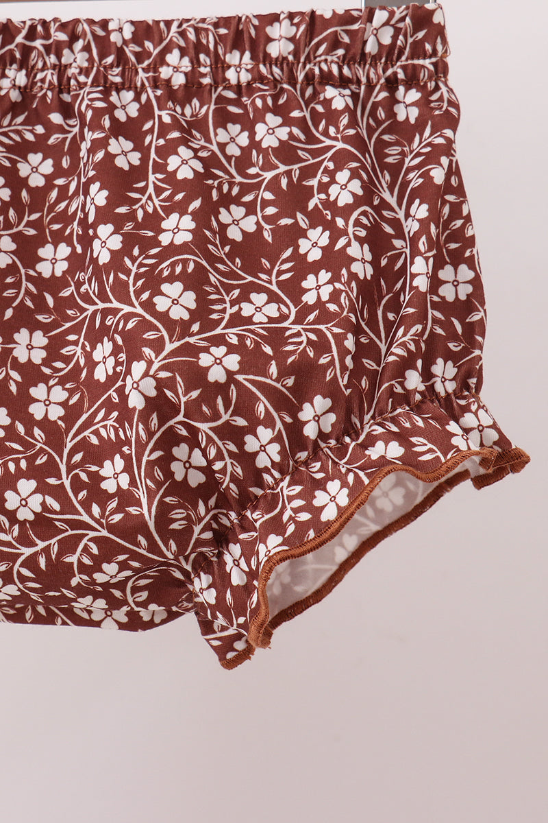 Brown Mallard Applique Ruffle Bloomer Set
