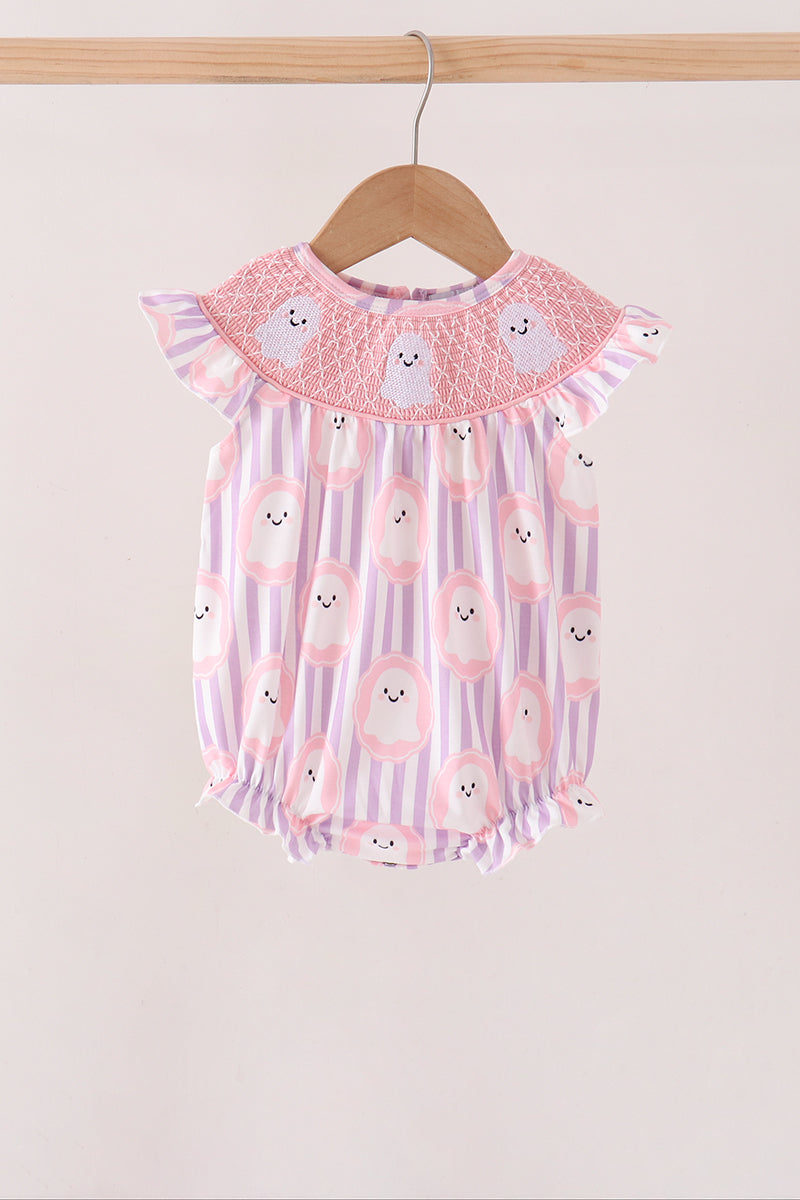 Purple Ghost Smocked Ruffle Bubble