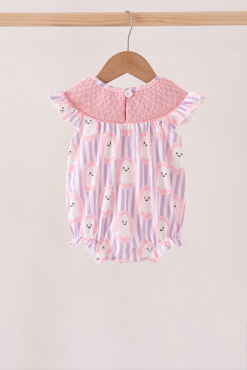 Purple Ghost Smocked Ruffle Bubble
