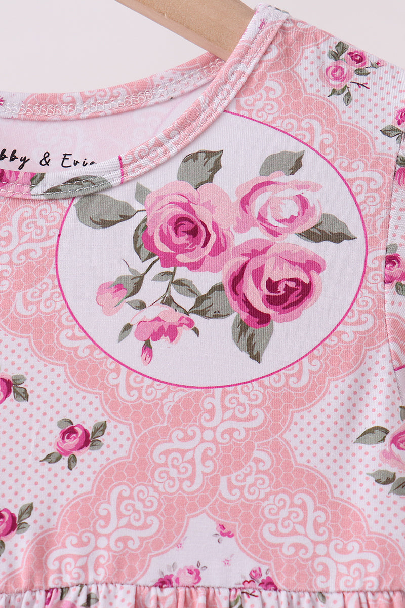 Pink Floral Bamboo Pants Set