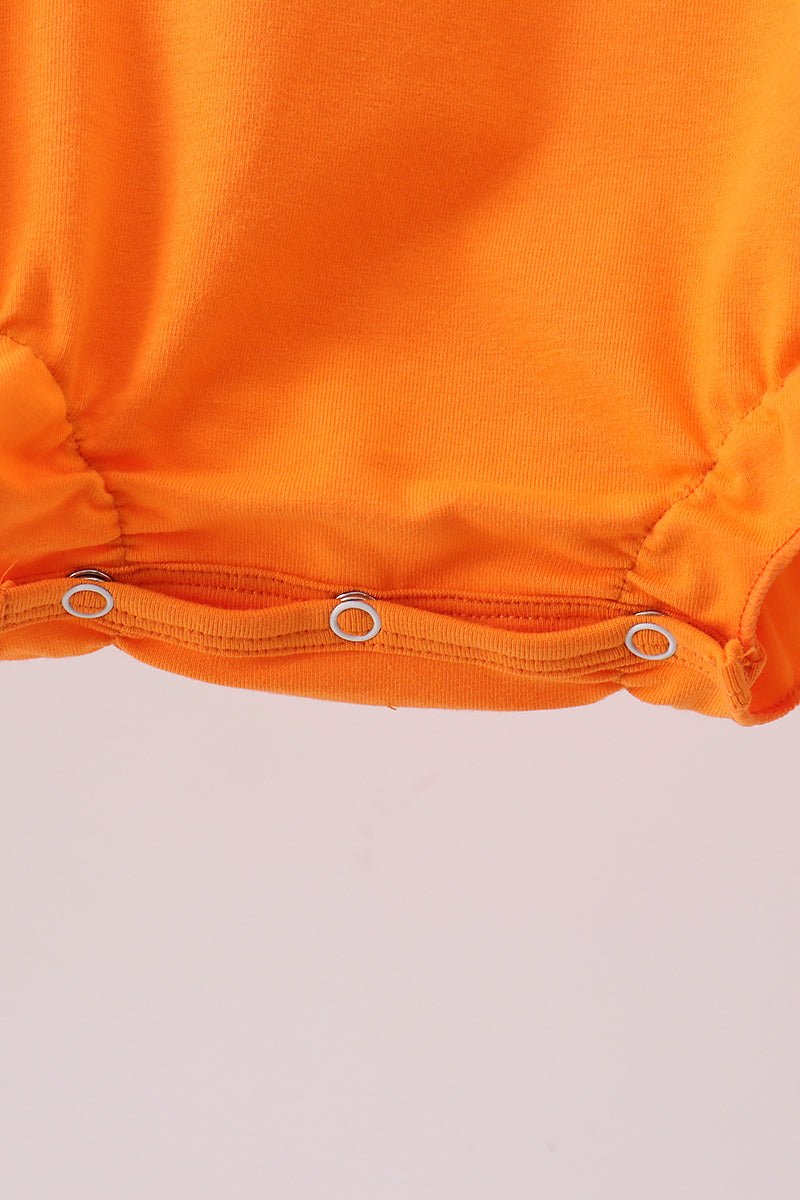 Orange Jack-O-Lantern Applique Bow Bubble