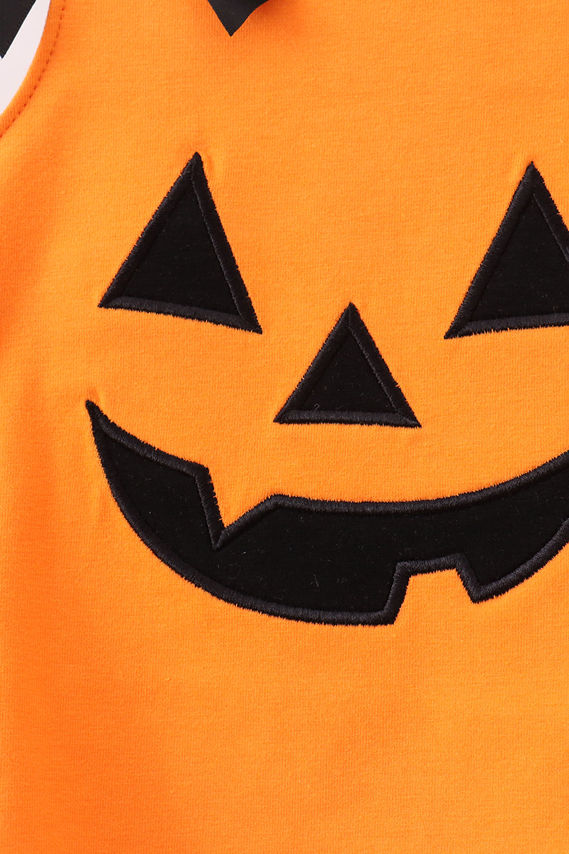 Orange Jack-O-Lantern Applique Bow Bloomer Set