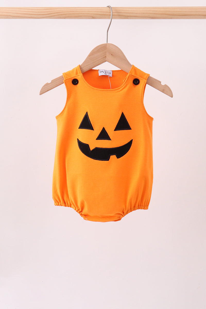 Orange Jack-O-Lantern Applique Bubble