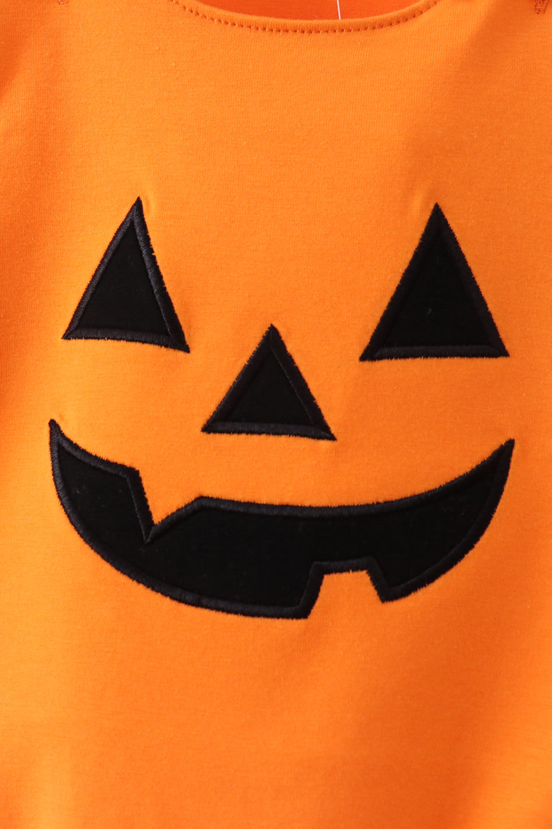 Orange Jack-O-Lantern Applique Bubble