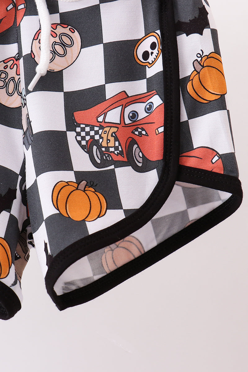Black racing bamboo shorts set