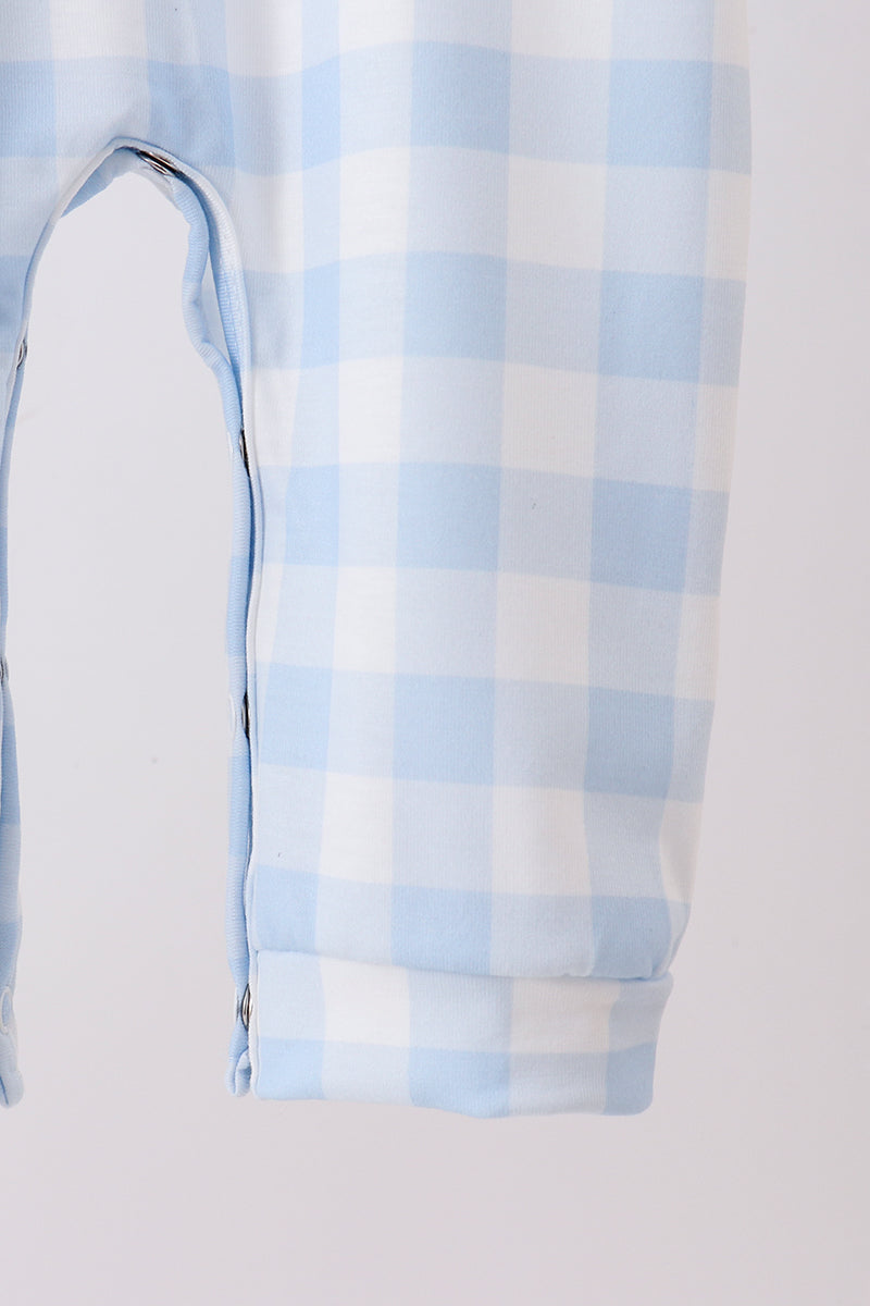 Blue Farm Embroidery Gingham Romper