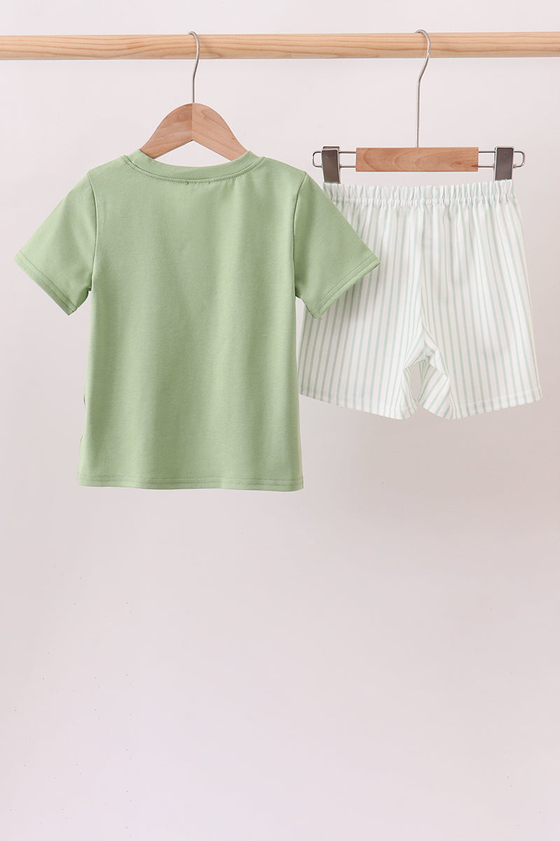 Sage Pumpkin Embroidery Pants Set