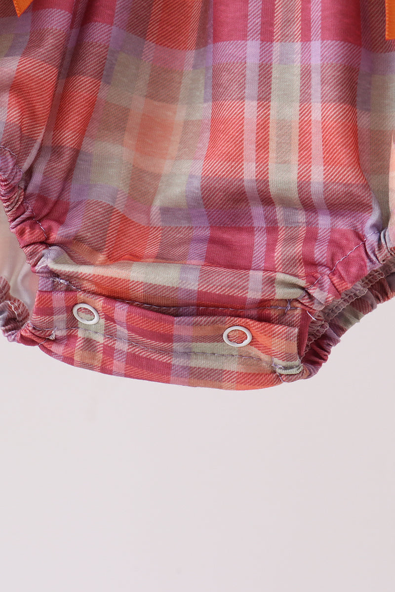 Camel Pumpkin Embroidery Ruffle Plaid Bubble