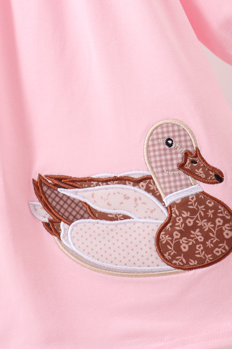 Pink Mallard Applique Ruffle Dress