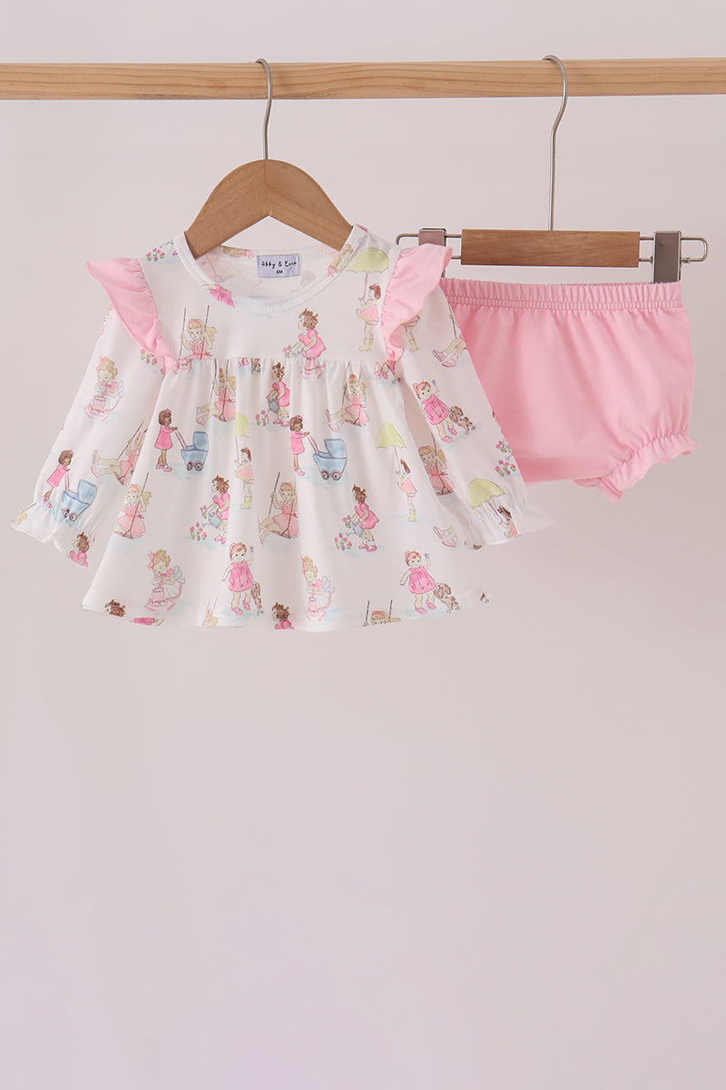 Pink all day adventure ruffle bloomer set
