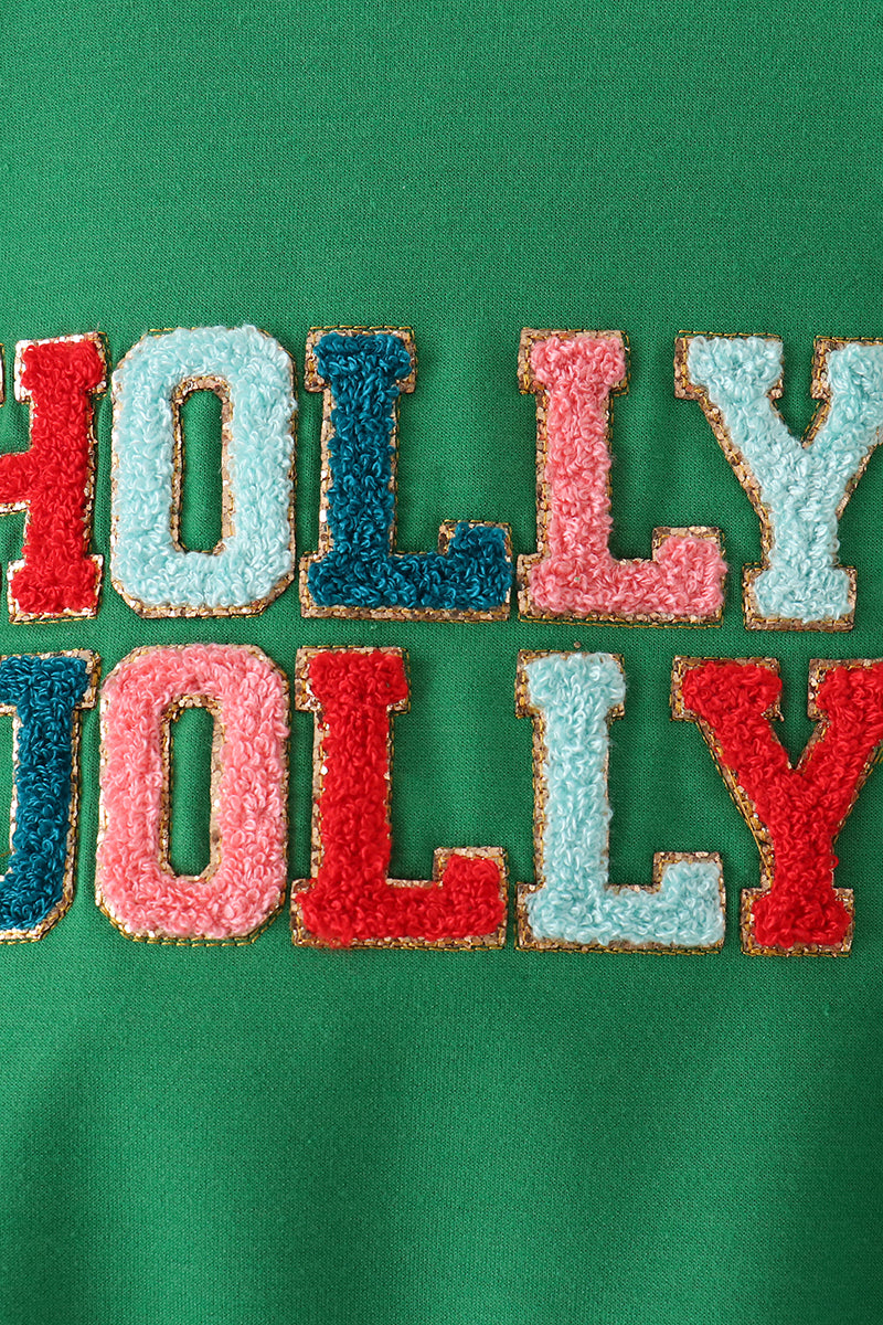 Green Holly Jolly French Knot Top
