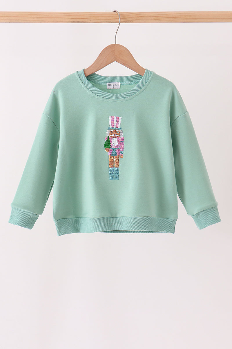 Sage Nutcracker Sequin Mom&me Top