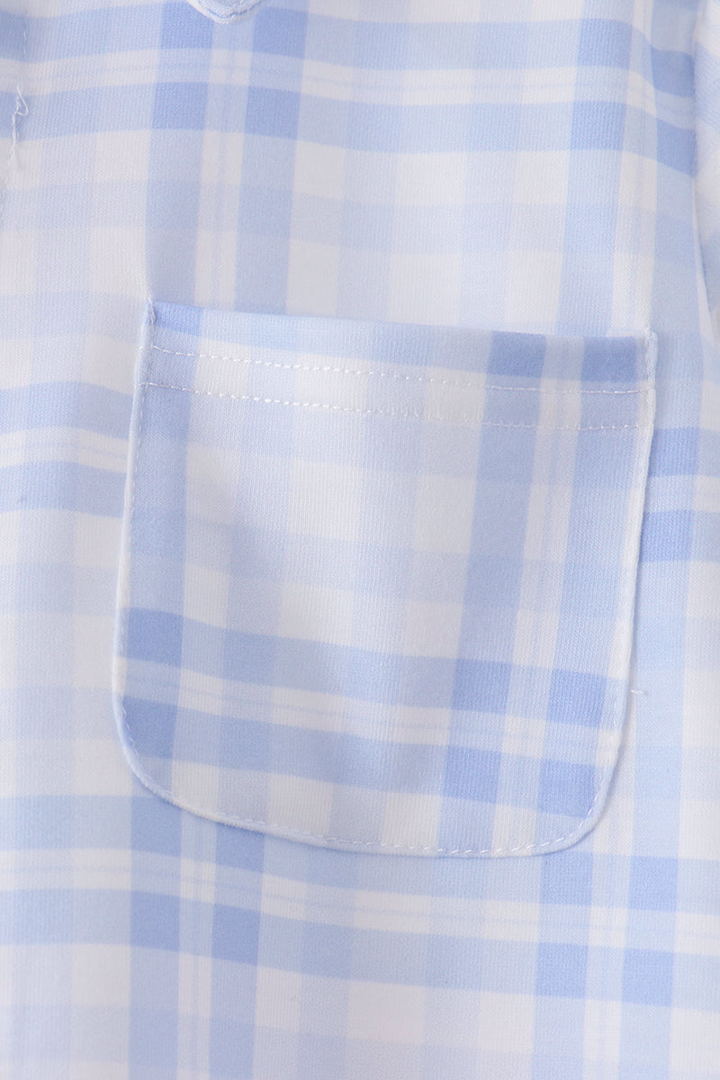 Blue Plaid Button Down Shirt