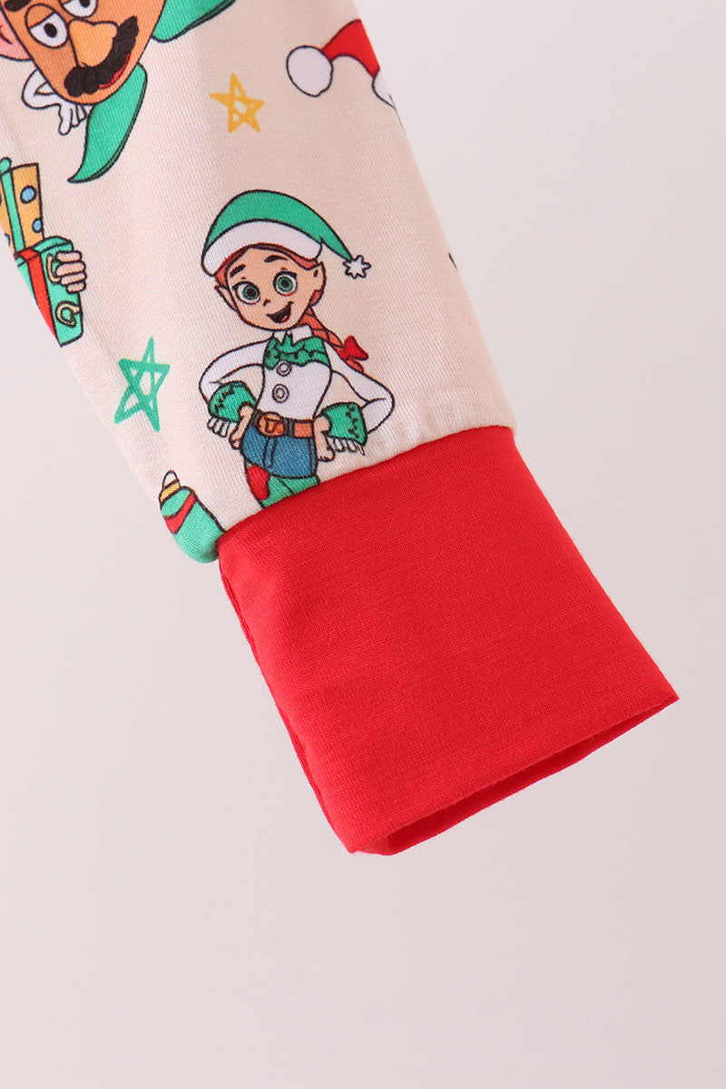 Red christmas toy story ruffle bamboo romper