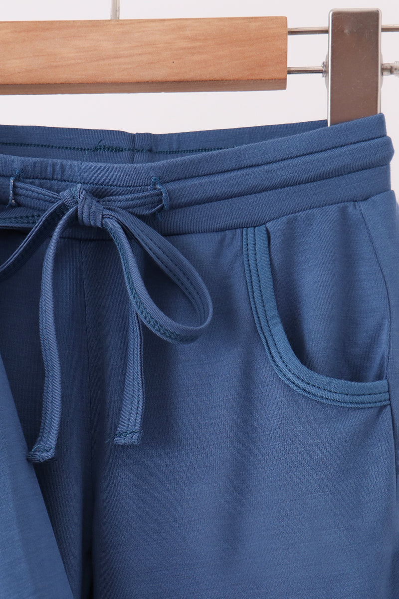 Navy Excavator Bamboo Pants Set