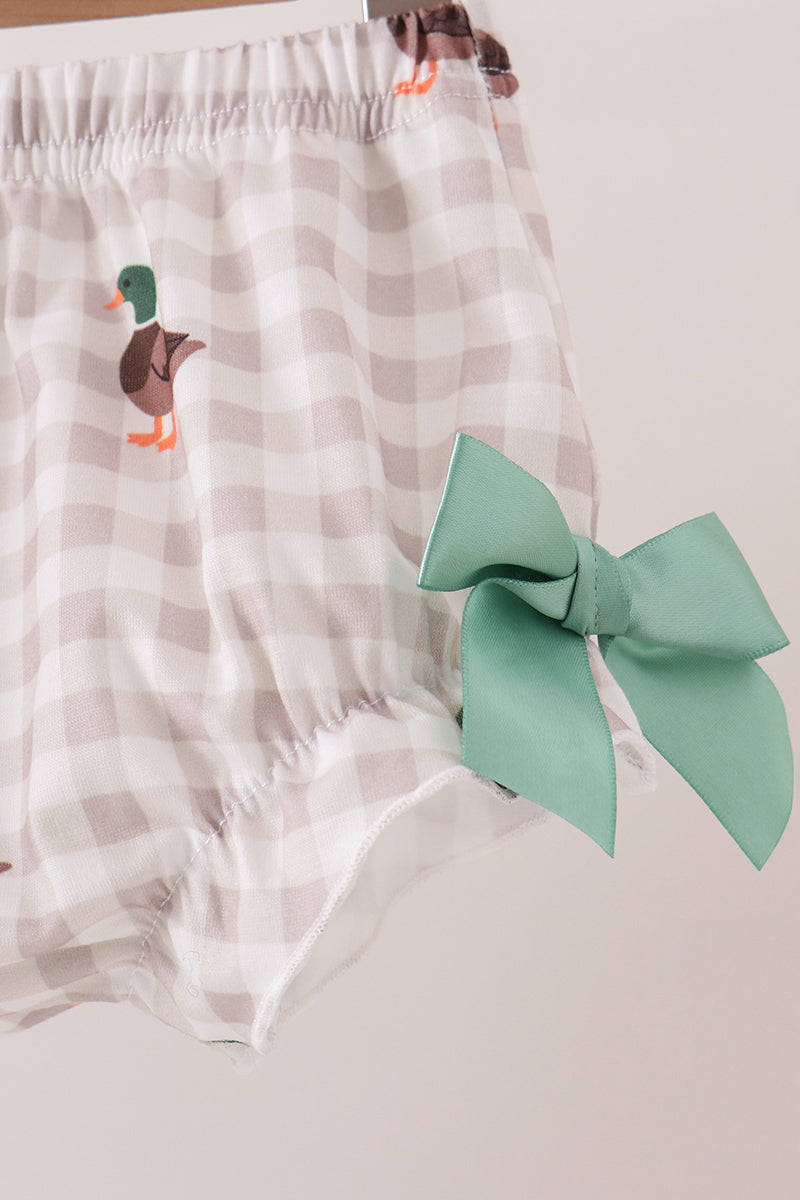 Green Duck guack guack Ruffle Gingham Bloomer Set