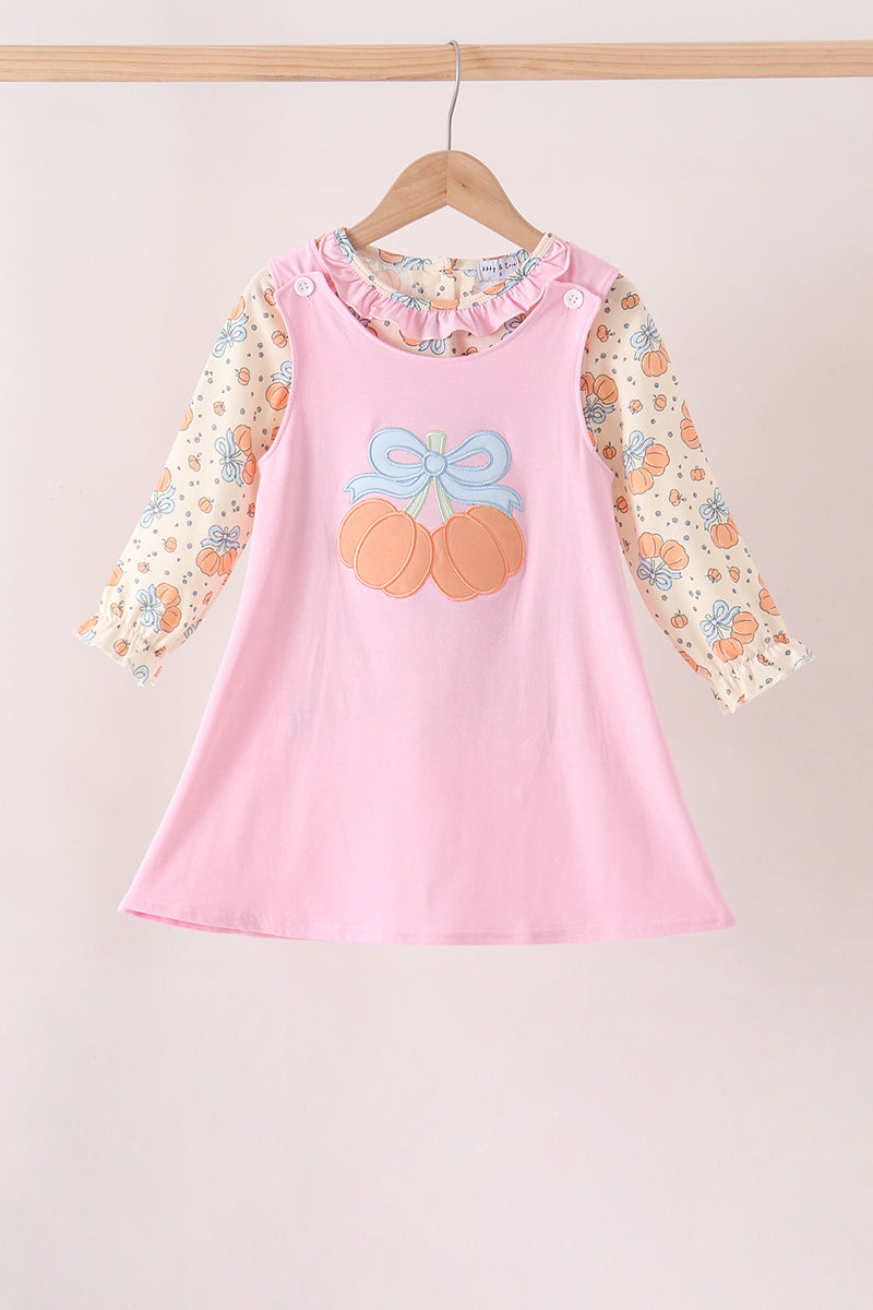 Pink bow pumpkin ruffle 2pc set