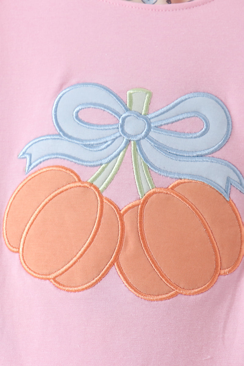 Pink bow pumpkin ruffle 2pc set