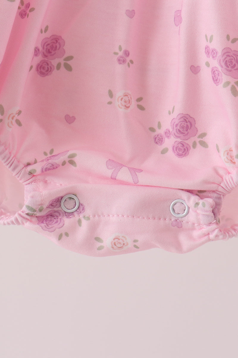 Pink floral bow ruffle bubble