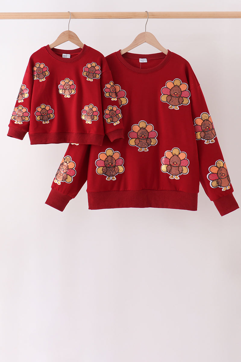 Rust turkey sequin mom&me top