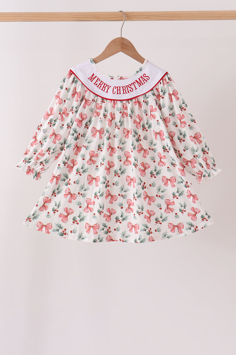 Merry christmas embroidery dress