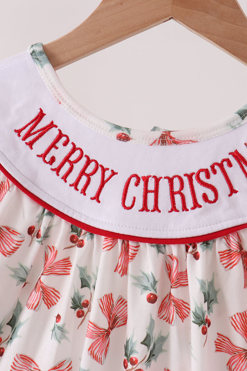 Merry christmas embroidery dress