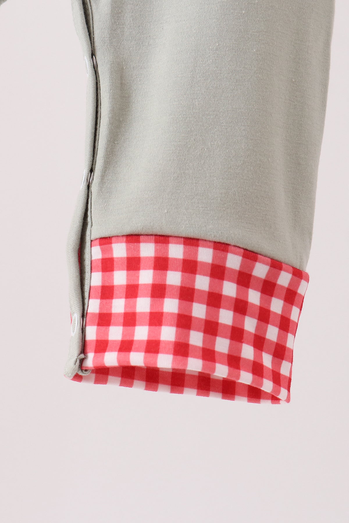 Sage santa applique gingham romper