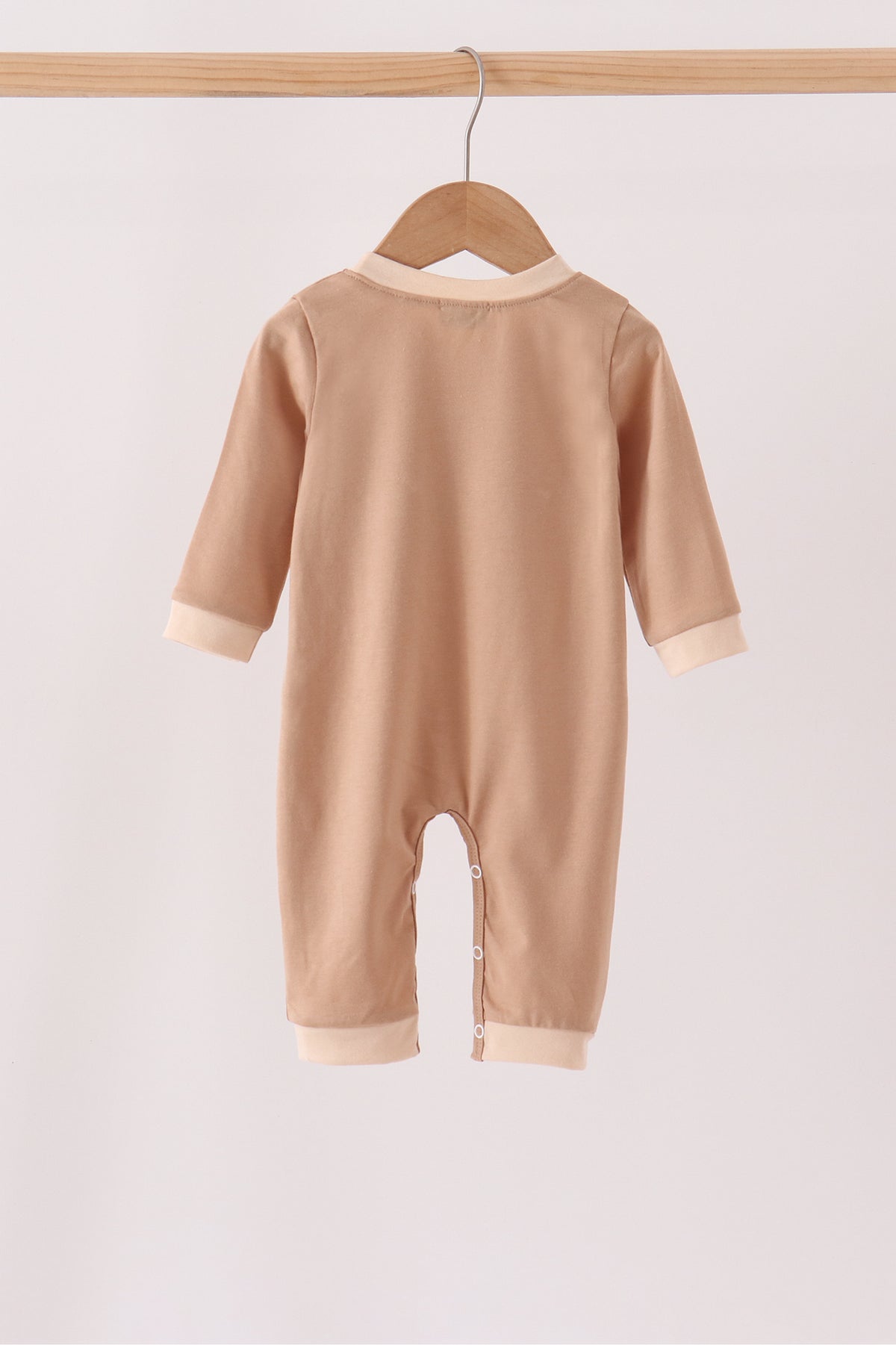 Brown deer embroidery romper