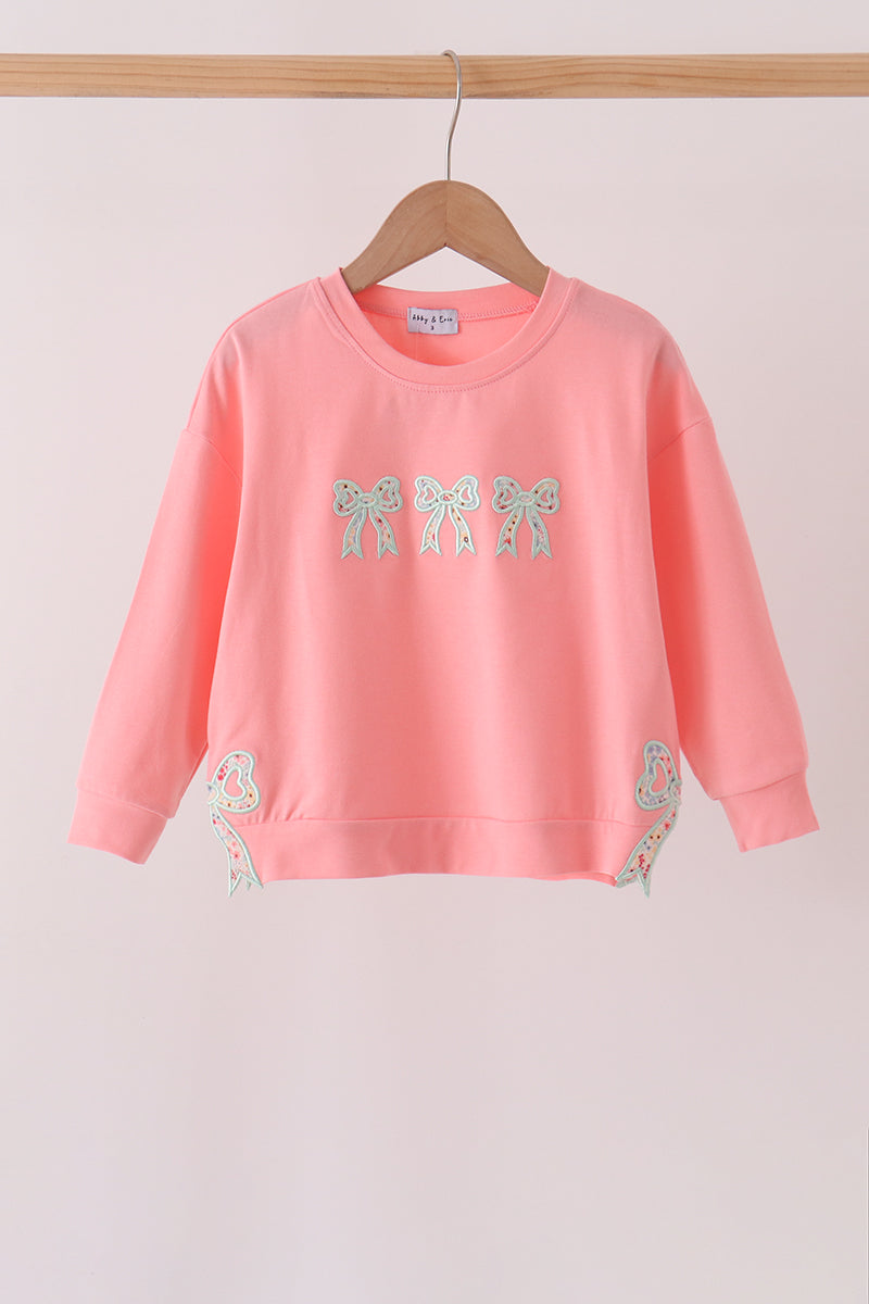 Pink Floral Bow Applique Top
