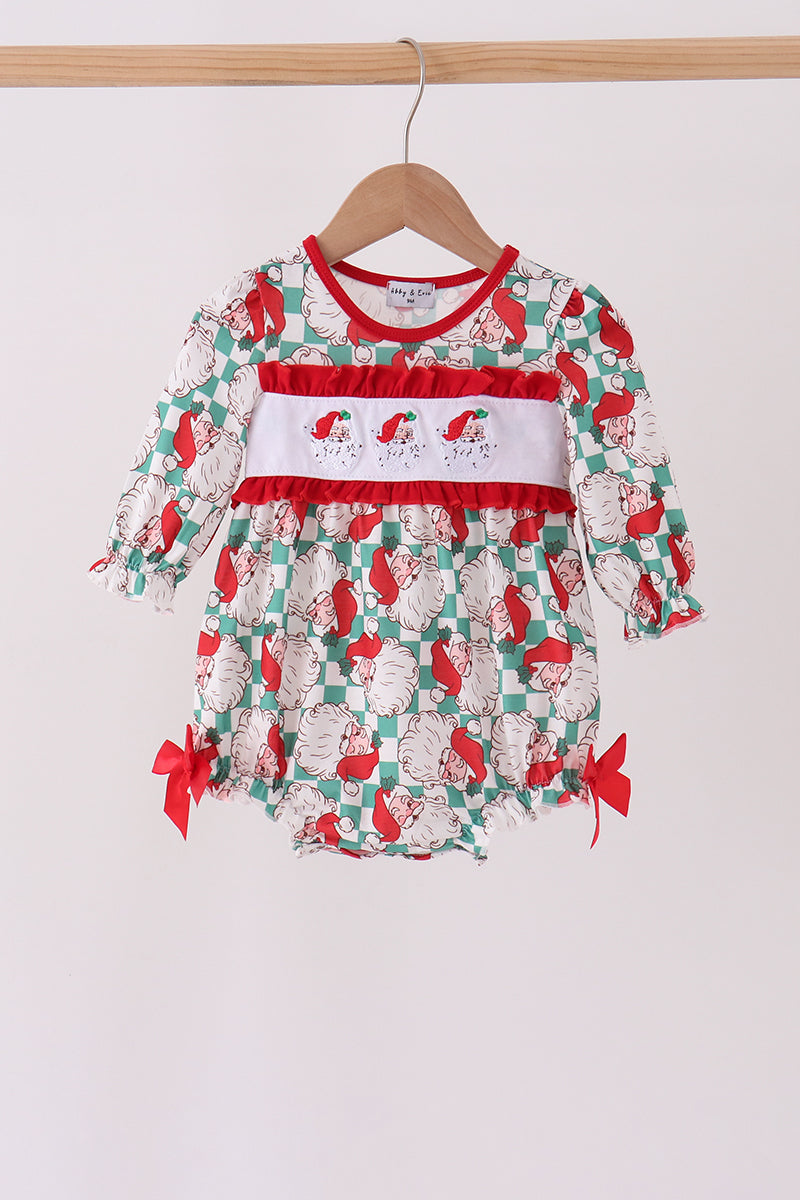 Red Santa Embroidery Ruffle Bubble