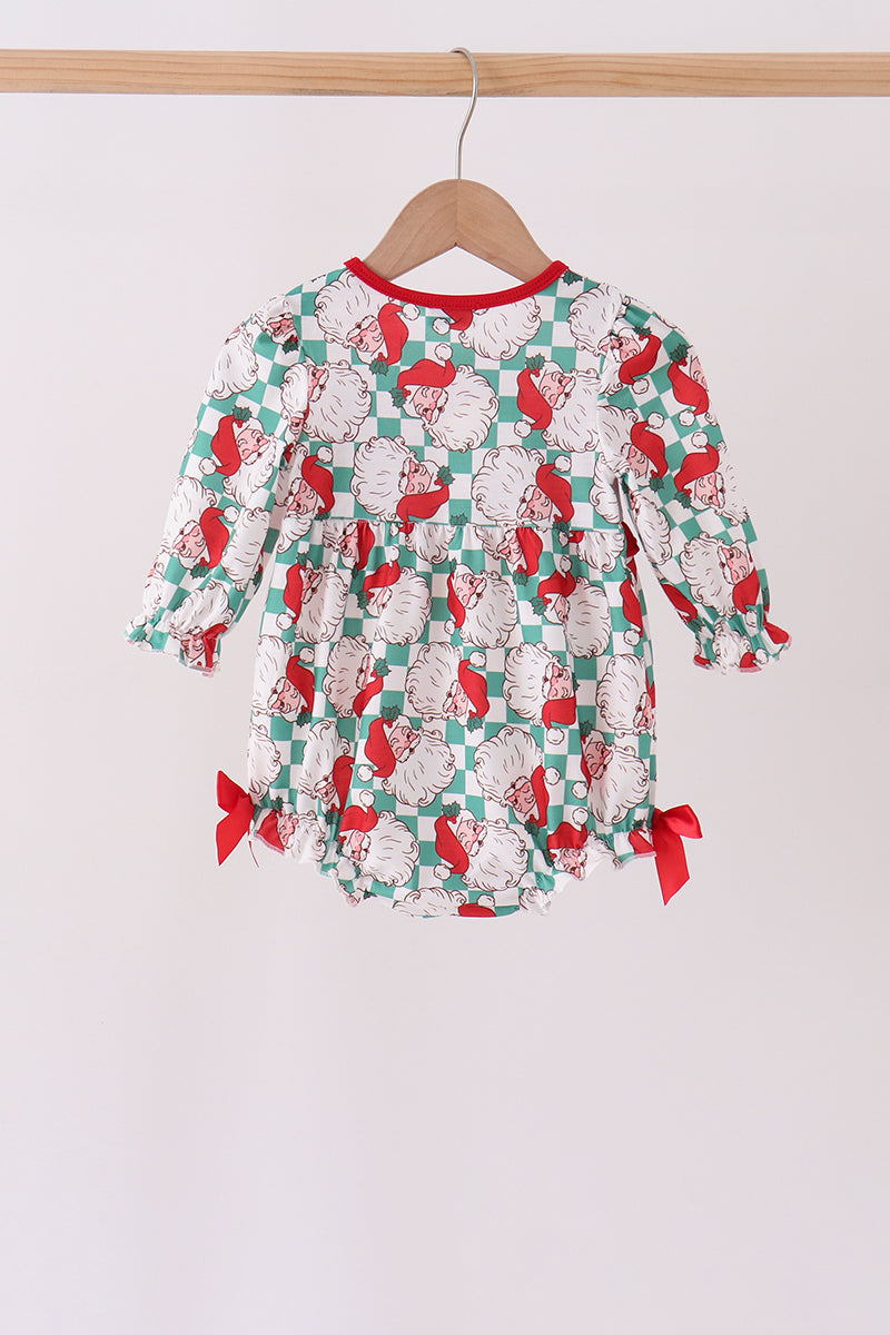 Red Santa Embroidery Ruffle Bubble