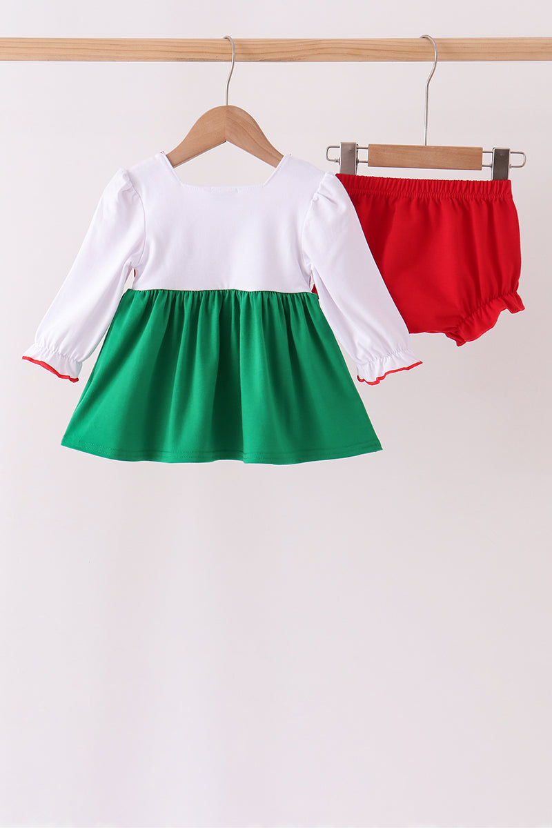 Green Gingerbread Smocked Bloomer Set