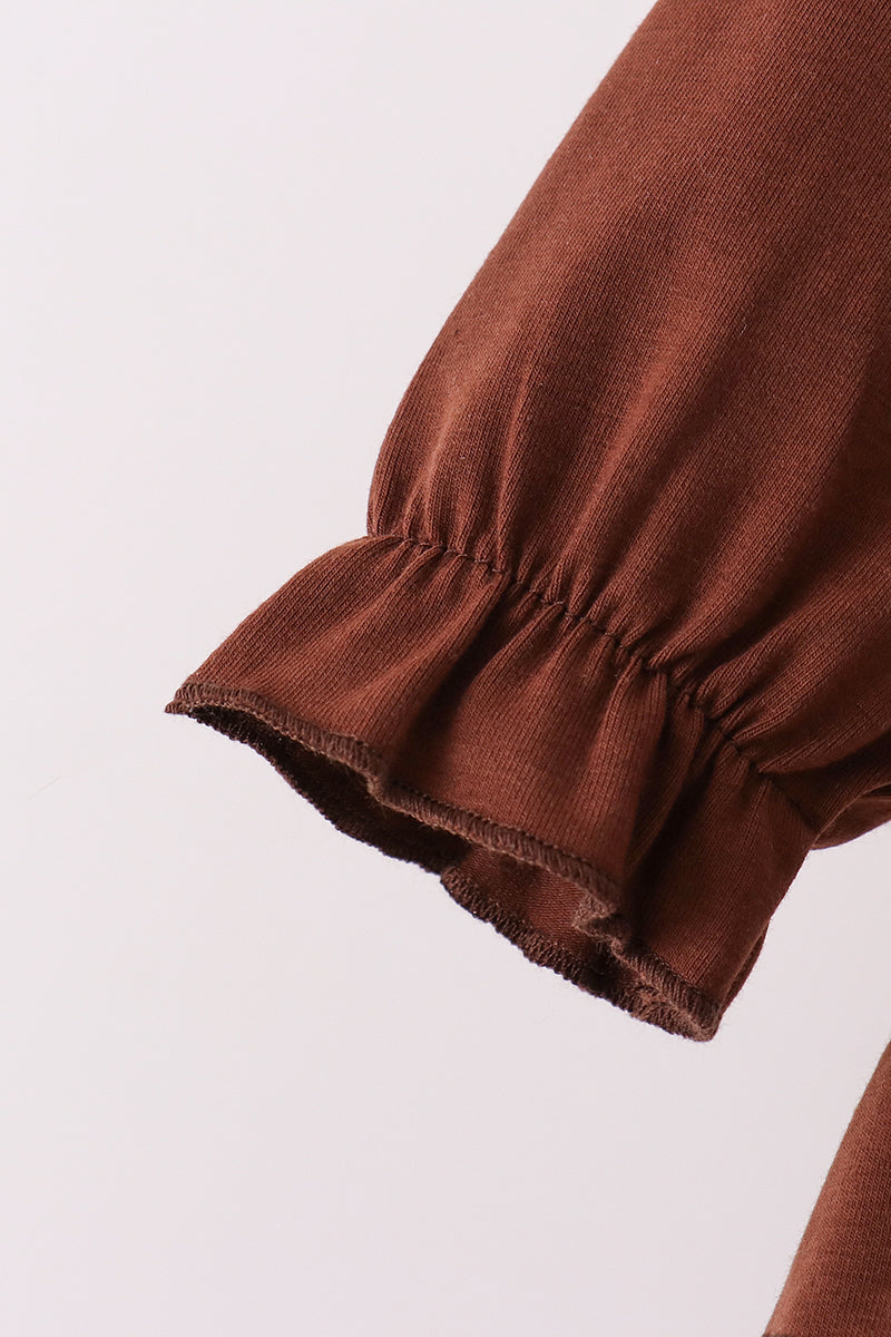 Brown Turkey Applique Ruffle Bloomer Set