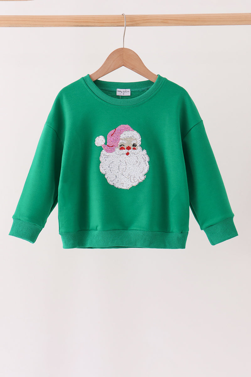 Green Santa Sequin Mom&me Top