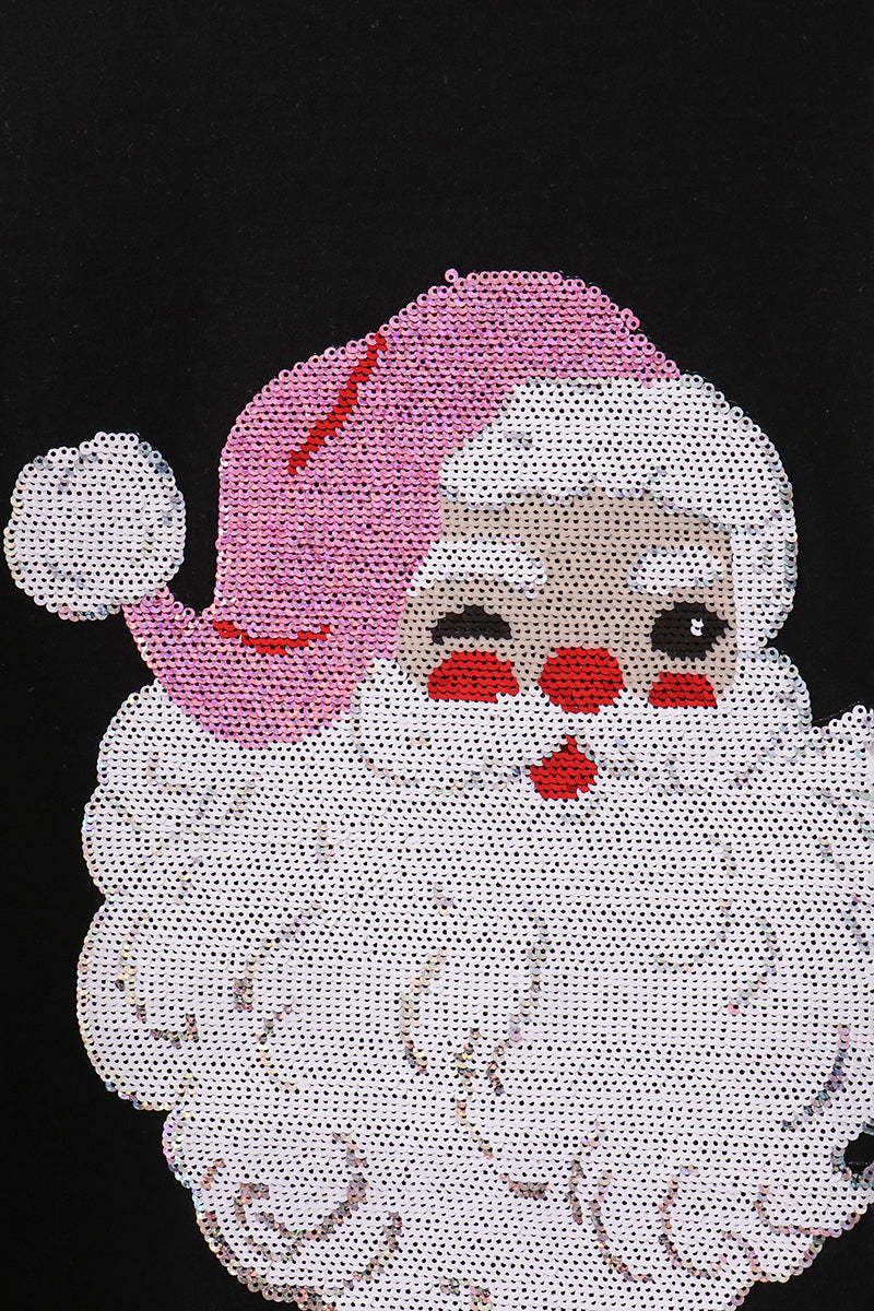 Black Santa Sequin Top