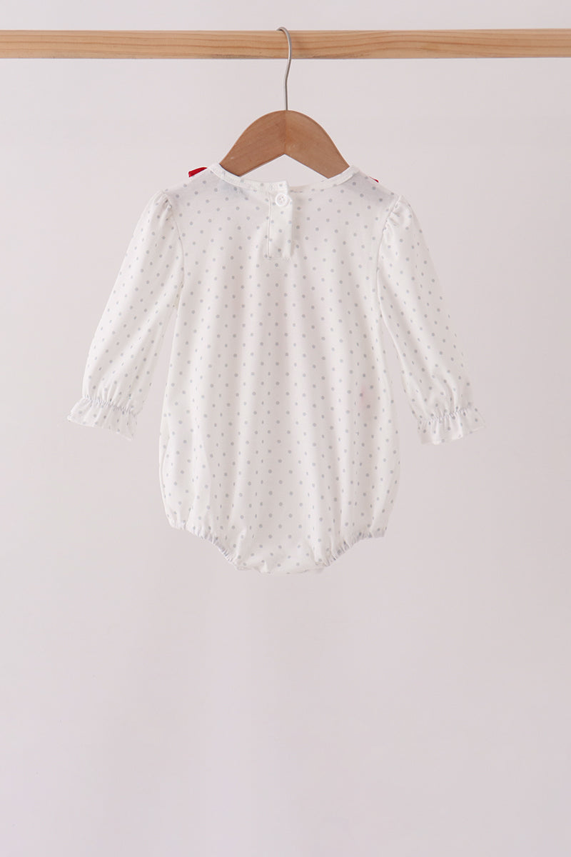White Santa Baby French Knot Ruffle Bubble
