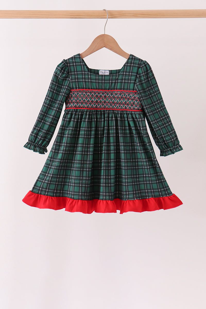 Forest Plaid Smocked Dress
