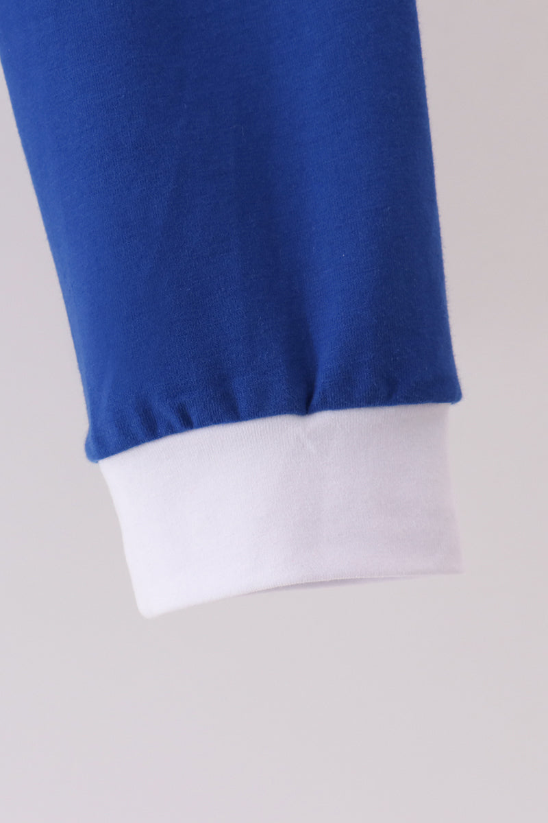 Blue Nativity Embroidery Pants Set