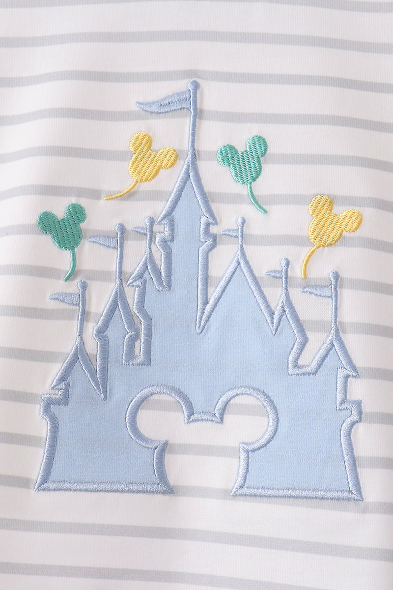 Blue Castle Applique Stripe Pants Set