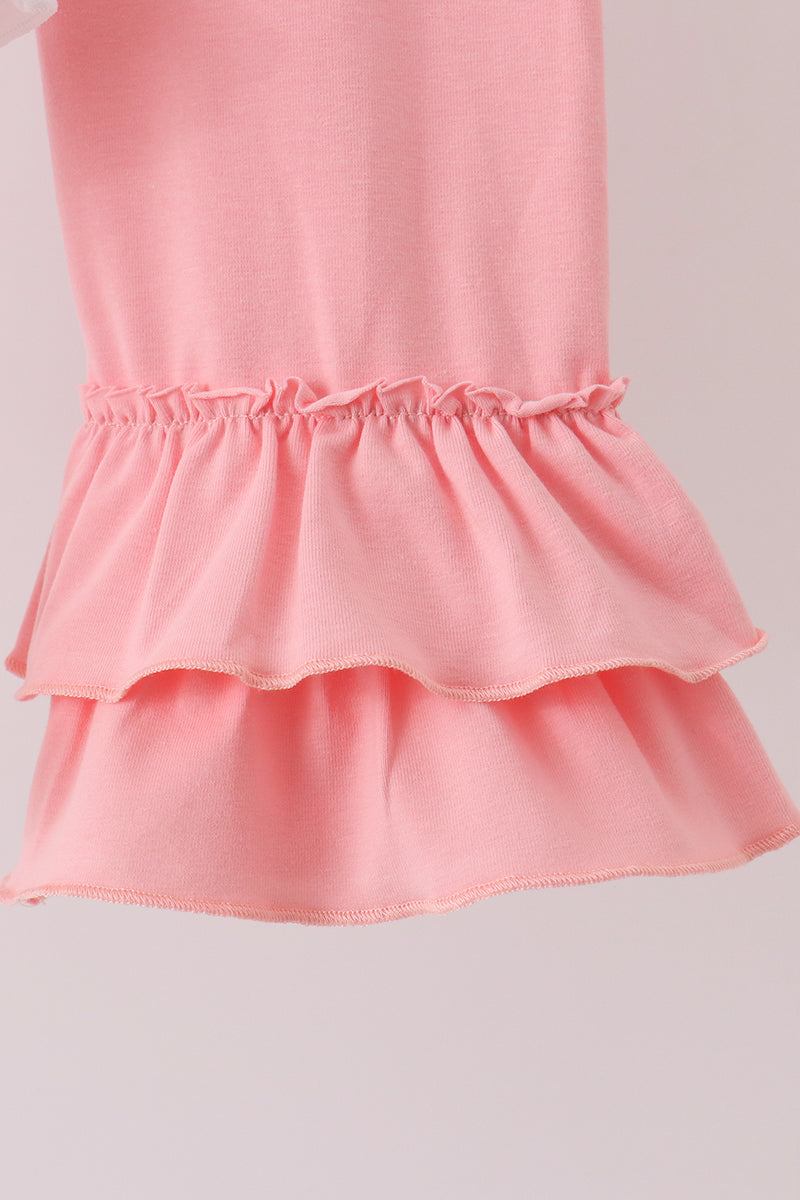 Pink Castle Applique Ruffle Pants Set