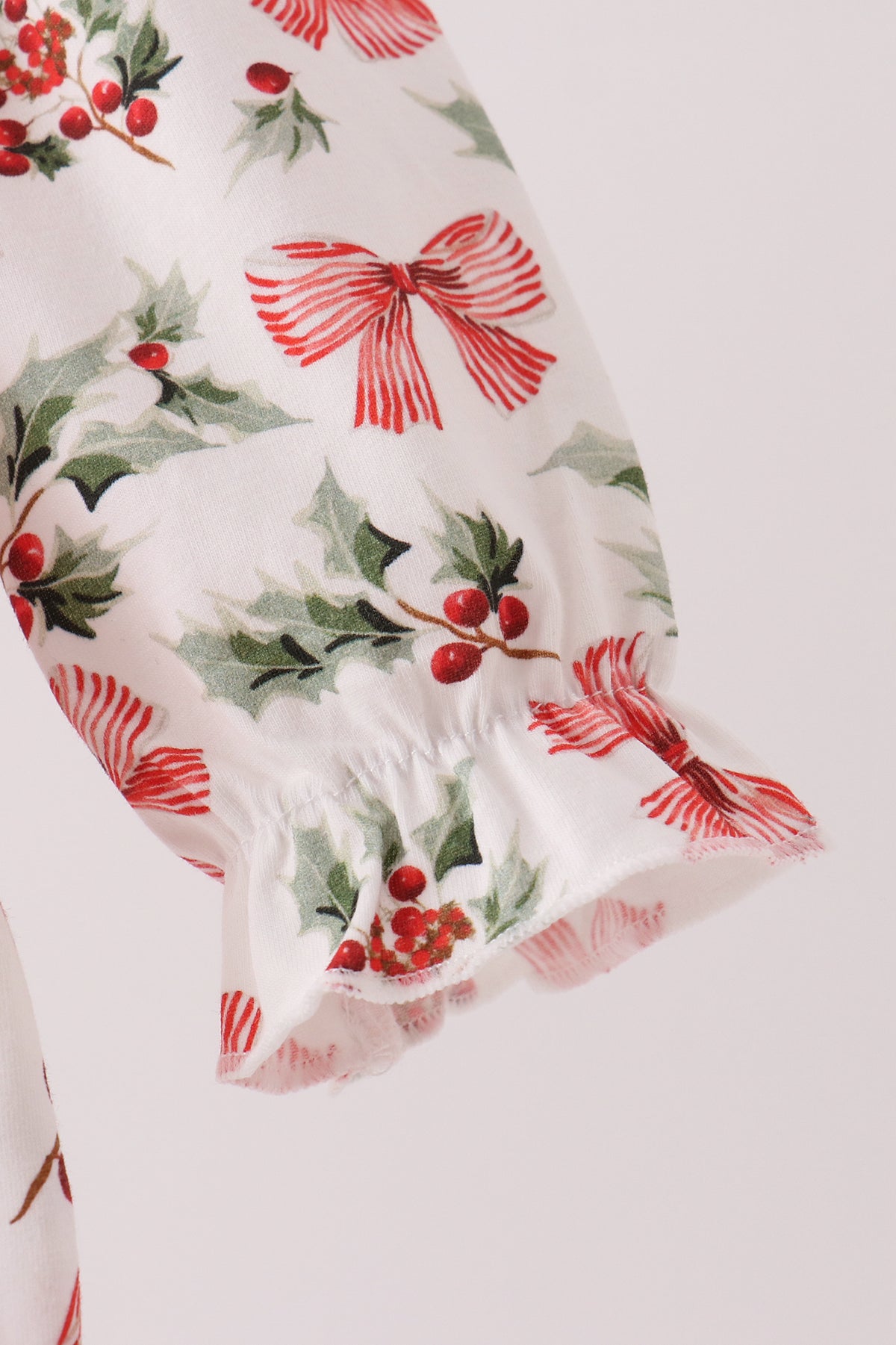 Red Holly Bow Smocked Lace Bubble