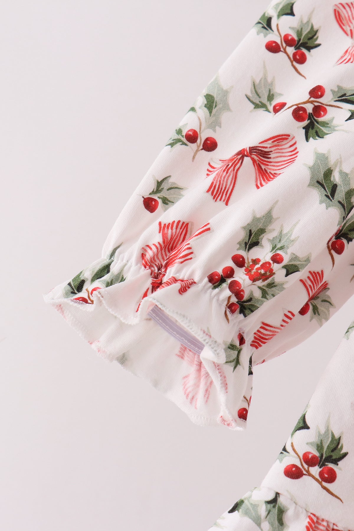 Red Holly Bow Smocked Lace Bloomer Set