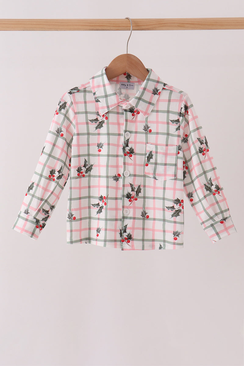 Red Holly Button Down Shirt
