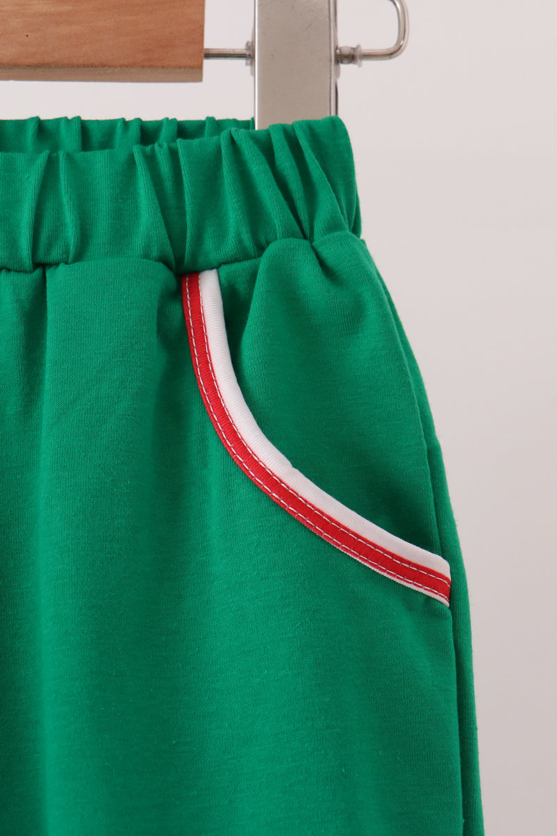 Red Nutcracker Embroidery Stripe Pants Set