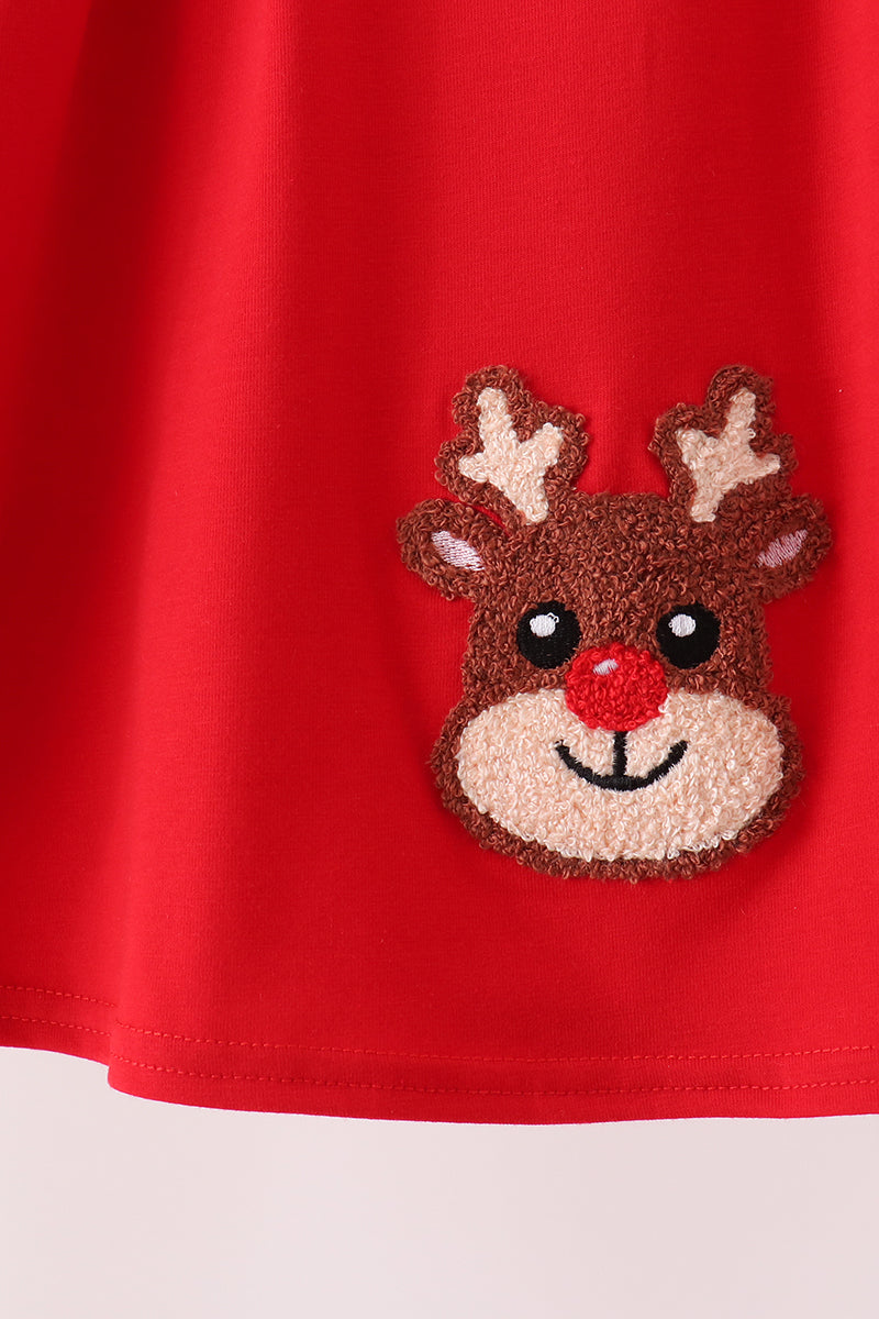 Red Reindeer French Knot Dress