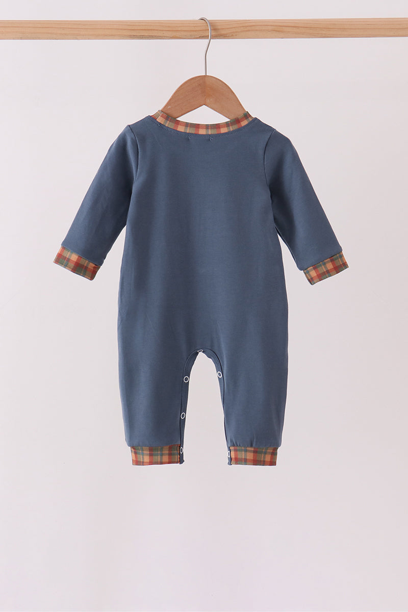 Blue Nativity Embroidery Romper